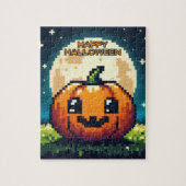 8-bit Halloween pompoen onder de maan Legpuzzel (Verticaal)