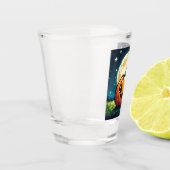 8-bit Halloween pompoen onder de maan Shot Glas (Links)