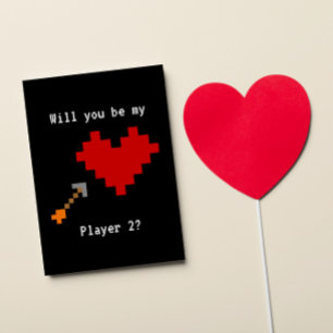 8 Bit Heart en Arrow Player Two Valentijn Kaart