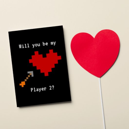8 Bit Heart en Arrow Player Two Valentijn Kaart