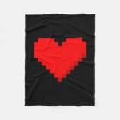 8 Bit Heart Retro Valentines Day Xel Artwork Fleece Deken (Voorkant)