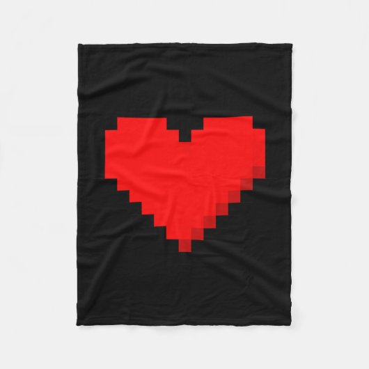 8 Bit Heart Retro Valentines Day Xel Artwork Fleece Deken (Voorkant)