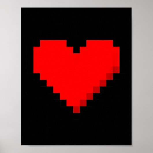 8 Bit Heart Retro Valentines Day Xel Artwork  Poster (Voorkant)