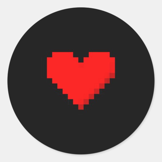 8 Bit Heart Retro Valentines Day Xel Artwork Ronde Sticker (Voorkant)