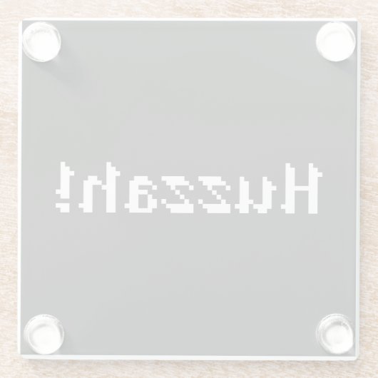 8 bit Huzzah! Glazen Onderzetter (Achterkant)