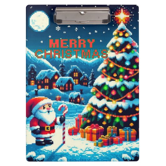 8 bit kerstboom & kerstman klembord (Voorkant)