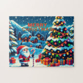 8 bit kerstboom & kerstman legpuzzel (Horizontaal)