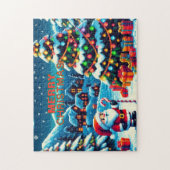 8 bit kerstboom & kerstman legpuzzel (Verticaal)