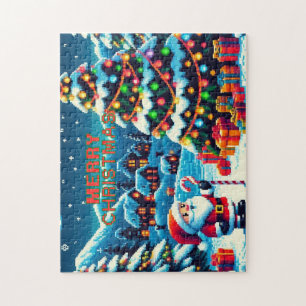 8 bit kerstboom & kerstman legpuzzel