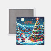 8 bit kerstboom & kerstman magneet (Voorkant / Achterkant)