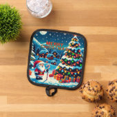 8 bit kerstboom & kerstman pannenlap (Top down)