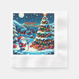8 bit kerstboom & kerstman servet