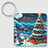 8 bit kerstboom & kerstman sleutelhanger (Voorkant)