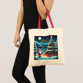 8 bit kerstboom & kerstman tote bag (Voorkant (product))