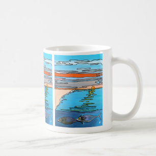 8-Bit Oceaan Zonsopgang Schilderij door Alfred Fox Koffiemok
