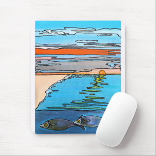 8-Bit Oceaan Zonsopgang Schilderij door Alfred Fox Muismat