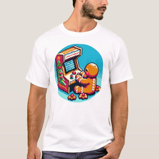 8-bit Pixel Art Elf DJ - Feestelijke kerstmuziek T-shirt (Voorkant)
