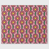 8-Bit Pixel Bloem Patroon Cadeaupapier (Vlak)
