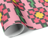 8-Bit Pixel Bloem Patroon Cadeaupapier (Rol Hoek)