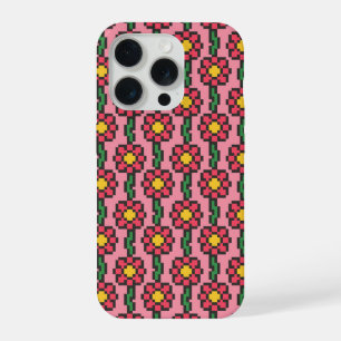 8-Bit Pixel Bloem Patroon iPhone 15 Pro Case