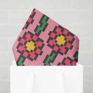 8-Bit Pixel Bloem Patroon Tissuepapier