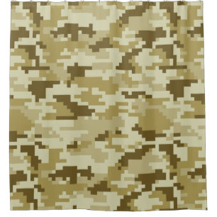 8 Bit Pixel Digitaal Woestijncamouflage / Camo Douchegordijn