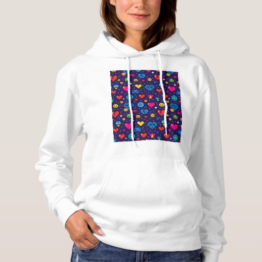 8-Bit Pixel Gaming Esthetische Gezellige Hoodie (Voorkant)