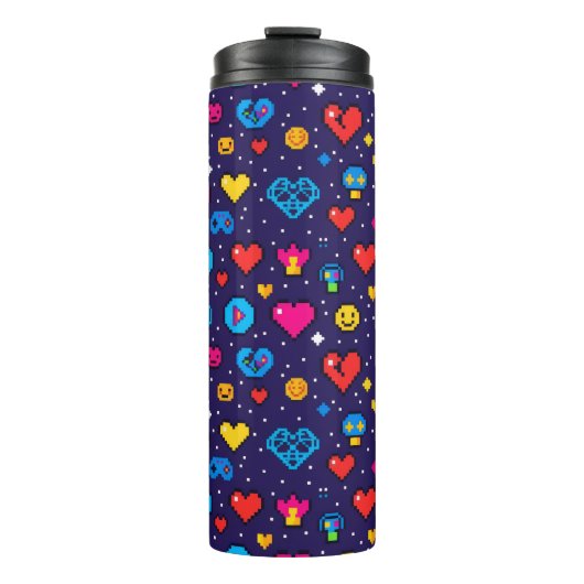 8-Bit Pixel Gaming Insulated Travel Tumbler Thermosbeker (Voorkant)