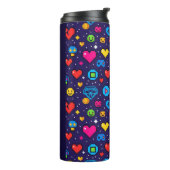 8-Bit Pixel Gaming Insulated Travel Tumbler Thermosbeker (Gedraaid links)