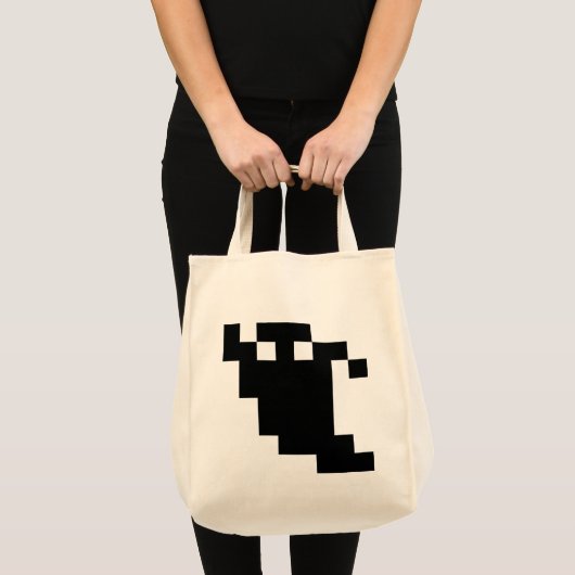 8 bit Pixel Ghost Shadow Tote Bag (Voorkant (product))