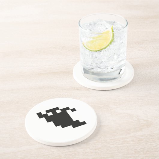 8 bit Pixel Ghost Shadow Zandsteen Onderzetter (Zijkant)