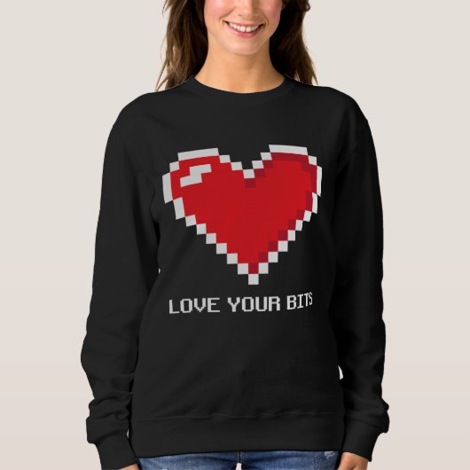 8 bit Pixel Heart Valentines  Girls Love your Bits Trui (Voorkant)