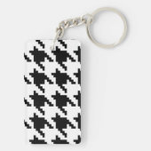 8 Bit Pixel Houndstooth Schachbrettpatroon Sleutelhanger (achterkant)