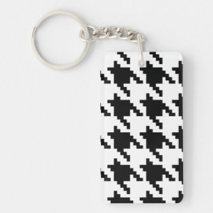 8 Bit Pixel Houndstooth Schachbrettpatroon Sleutelhanger