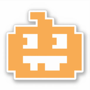 8 bit Pixel Jack O' Lantern Pumpkin Head Sticker