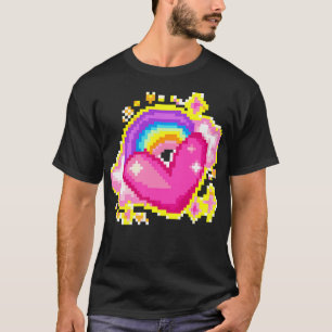 8-Bit Pixel Regenboog Hart T-shirt