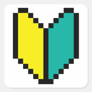 8 Bit Pixel Wakaba / Shoshinsha Mark Vierkante Sticker