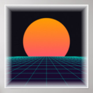 8-Bit Pixel Zonsondergang - Retro Arcade Print