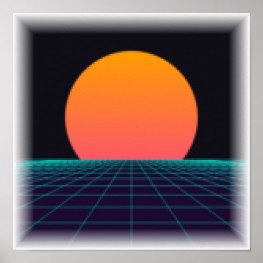 8-Bit Pixel Zonsondergang - Retro Arcade Print (Voorkant)