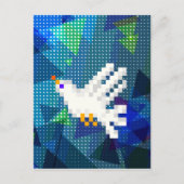 8-bit pixelart witte duif vogel vliegend briefkaart (Voorkant)