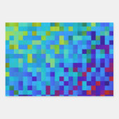 8-bit Pixelpatroon Abstracte Koele Geeky Blauwe Ro Inpakpapier Vel (Voorkant 3)