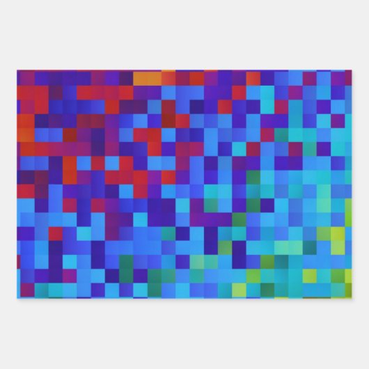 8-bit Pixelpatroon Abstracte Koele Geeky Blauwe Ro Inpakpapier Vel (Voorkant 2)