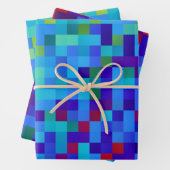 8-bit Pixelpatroon Abstracte Koele Geeky Blauwe Ro Inpakpapier Vel (In situ)