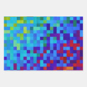 8-bit Pixelpatroon Abstracte Koele Geeky Blauwe Ro Inpakpapier Vel (Voorkant)