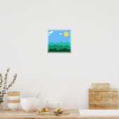8-Bit Platformer Landschap - Pixel Art Print (Keuken)