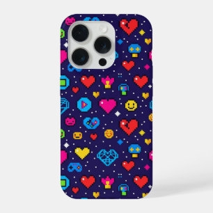 8-Bit Retro Gaming Pixelpatroon Hoesje voor Telefo iPhone 15 Pro Case