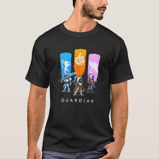 8 Bit Retro Guardian T-shirt Hunter Titan Warlock (Voorkant)