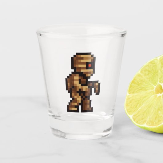 8-bit Retro Mummie Shot Glas (Voorkant)