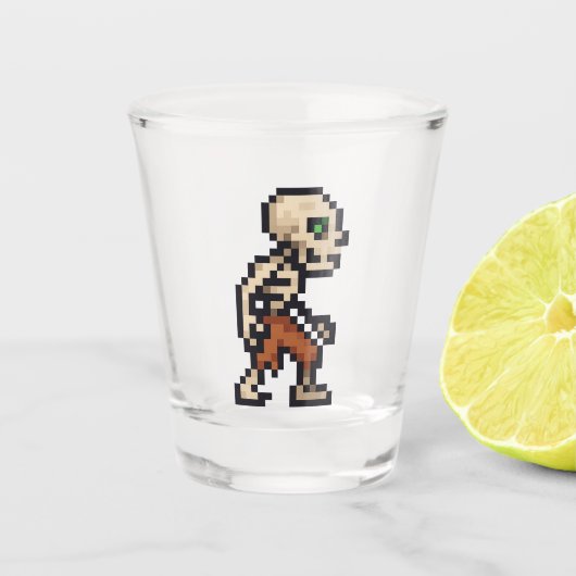 8-bit Retro Skelet Shot Glas (Voorkant)