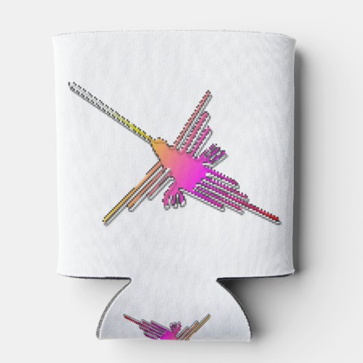 8 Bit Retro Video Game Nazca Lines Hummingbird Blikjeskoeler (Achterkant)